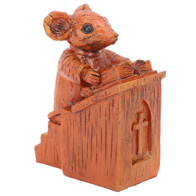 Church Mouse Statue Easy To Clean Brown Resin Church Mouse Resin Sculpture for Home
