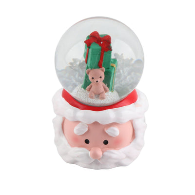 Lighted Christmas Crystal Ball Resin Cute Battery Powered Desktop Christmas Globe Decor Ornament for Home Party Gifts Present