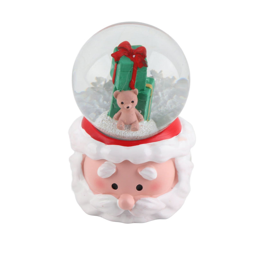 Lighted Christmas Crystal Ball Resin Cute Battery Powered Desktop Christmas Globe Decor Ornament for Home Party Gifts Present