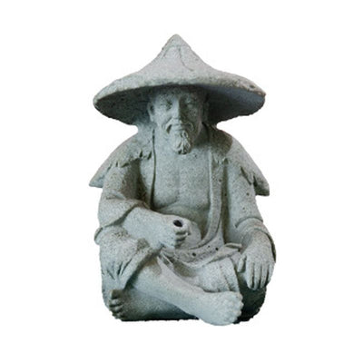 Fisherman Ornament Resin Unique Light Gray Old Man Fishing Statues for Rock Garden Ecological Fish Tank Micro Landscape