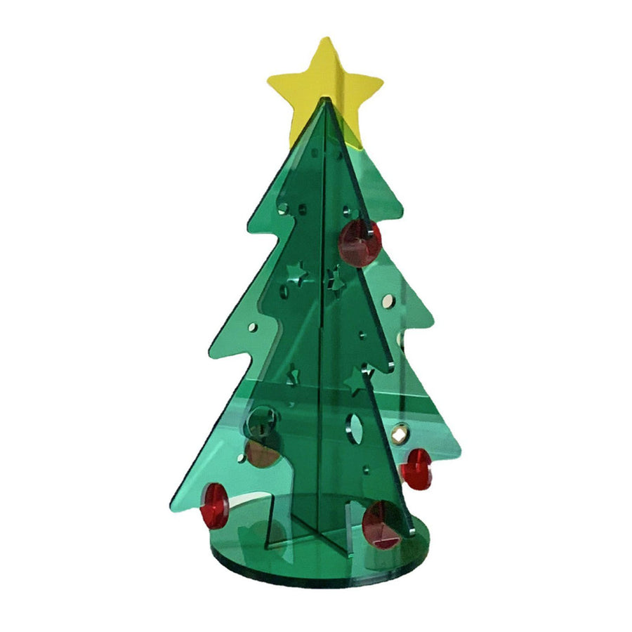 Acrylic Christmas Tree DIY Kit Mini Simple Installation Desktop Christmas Tree for Gift Decoration S 80x110mm