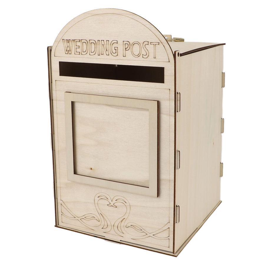 DIY Wooden Wedding Mailbox Post Box with Lock Key for Reception Wedding Anniversary Party Decoration JM01618