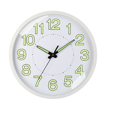 Silent Quartz Clock Plastic Wall Mounted Luminous Quiet for Living Room Bedroom 12in 30cm White Frame