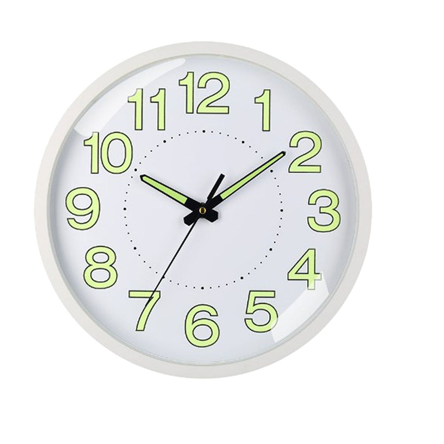 Silent Quartz Clock Plastic Wall Mounted Luminous Quiet for Living Room Bedroom 12in 30cm White Frame