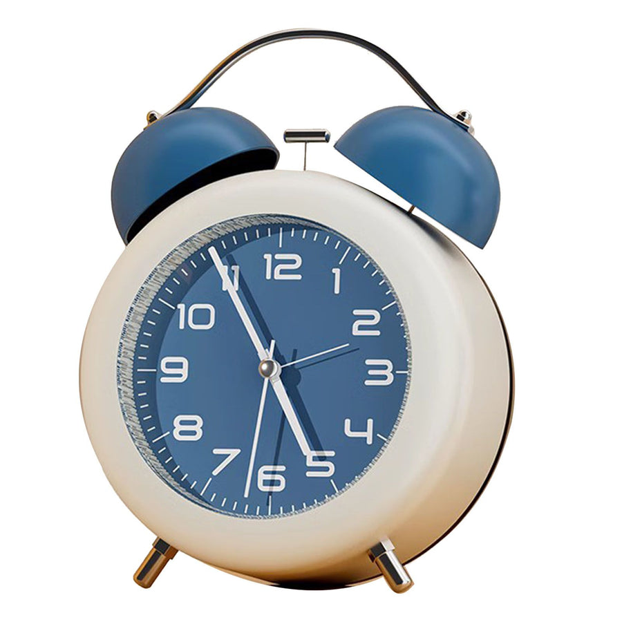 Twin Bell Alarm Clock for Kids ABS Battery Operated Cute Desktop Bedside Alarm Clock with Night Light for Bedroom Living Room Blue