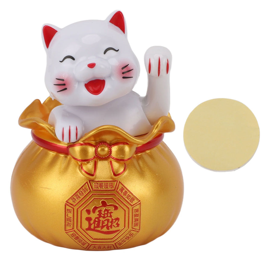 Solar Powered Lucky Cat Lucky Wealth Welcoming Cat Car Decor Desktop Cash Register Opening Decoration Small Eye Gold