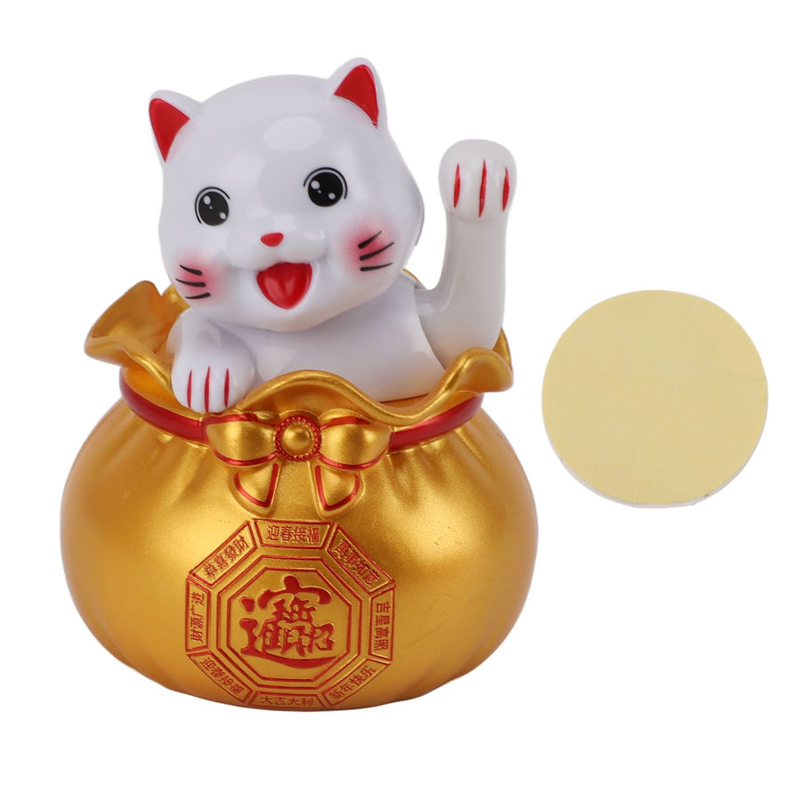 Solar Powered Lucky Cat Lucky Wealth Welcoming Cat Car Decor Desktop Cash Register Opening Decoration Big Eye Gold