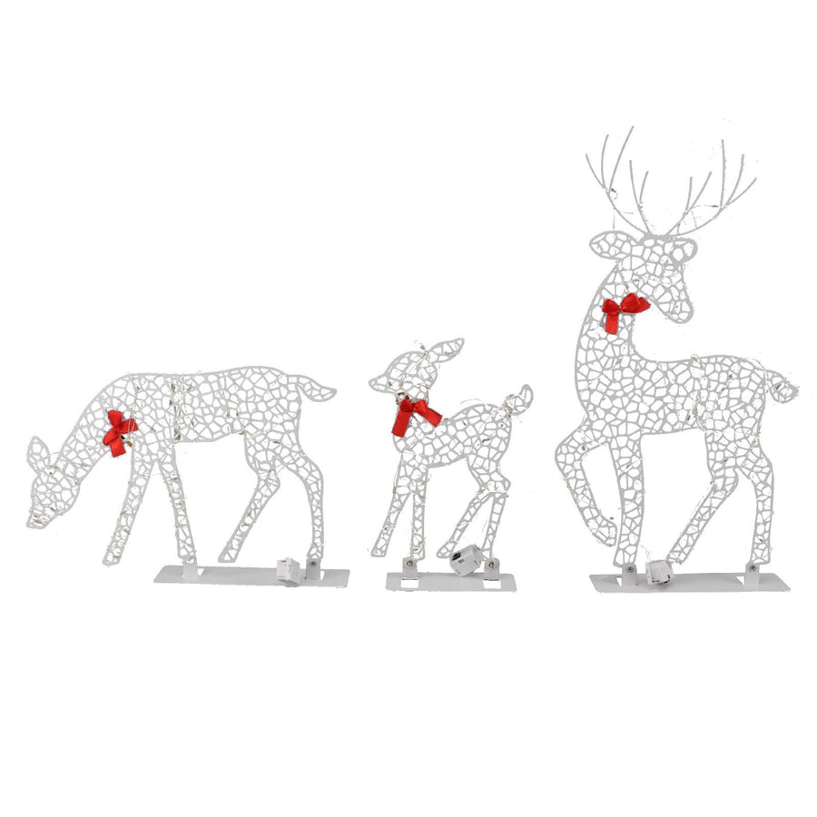 3pcs Lighted Christmas Decoration Deer Home Warm White Light Iron LED Reindeer Family Set Tabletop Decor for Outdoor Indoor Glowing Deer ‑01