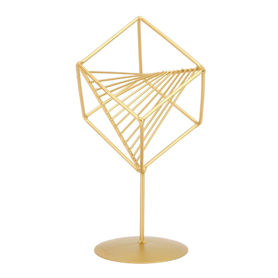 Gold Geometric Table Decor Creative 3D Iron Geometric Sculpture Compact Art Ornament Decor for Living Room Study Office