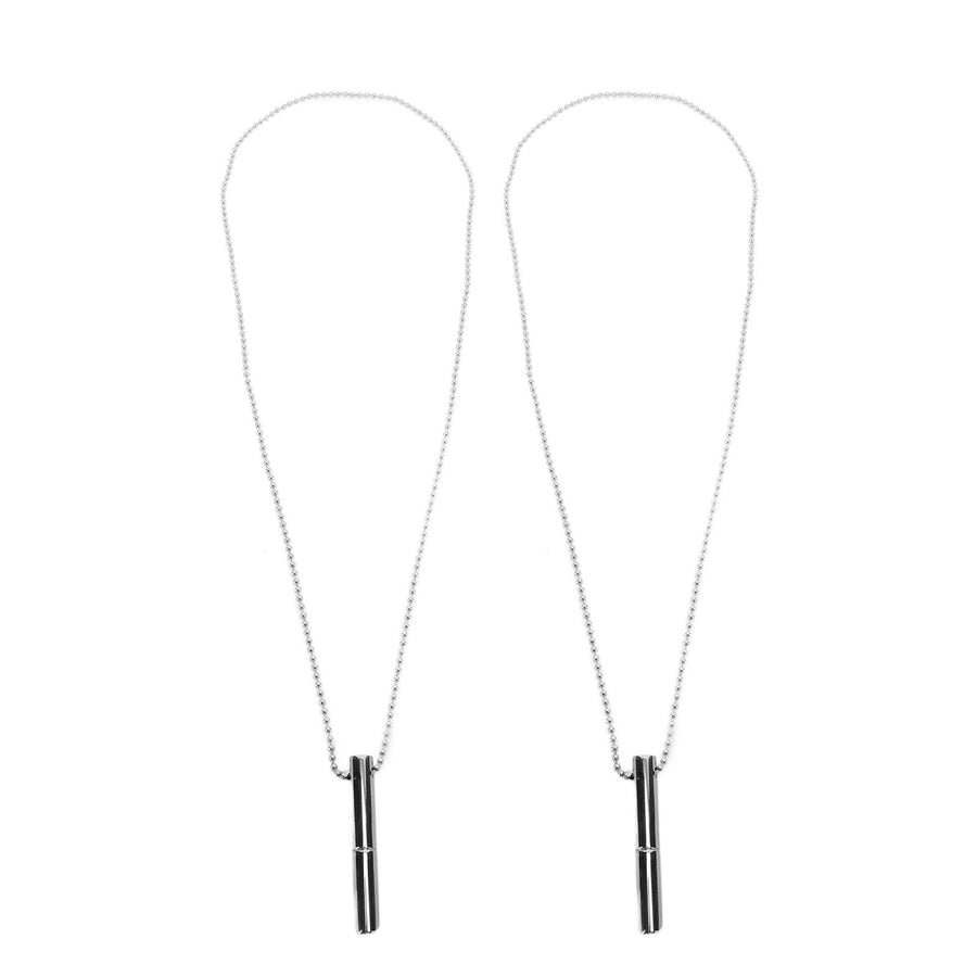 2PCS Stress Anxiety Relief Necklace Stainless Steel Mindful Breathing Exercise Device Whistle Pendant for Meditation Relaxation Calming Down