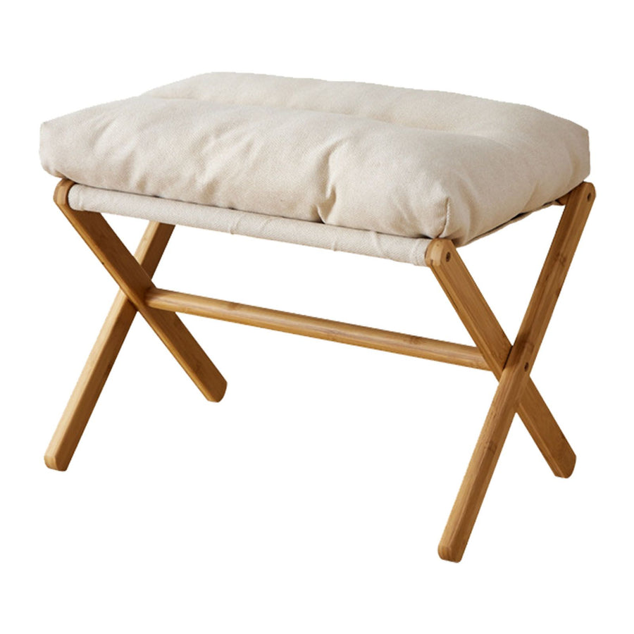 Foot Stool Foldable X Leg Modern Multifunctional Foot Rest with Soft Cushion for Living Room Bedroom Office Beige