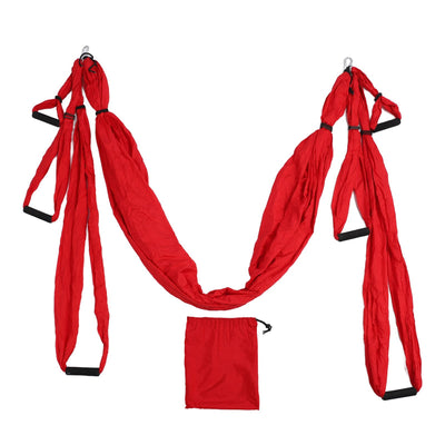 Aerial Yoga Swing Set Polyester Cotton Adjustable Improve Flexibility Yoga Hammock for Physical Exercise Red