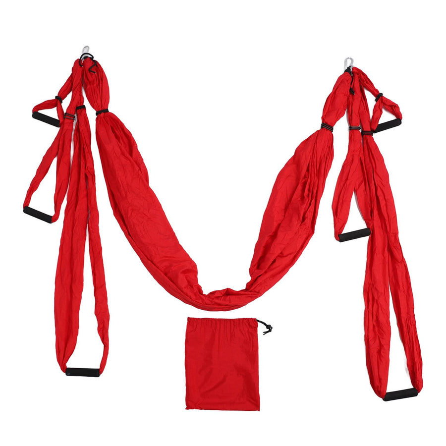 Aerial Yoga Swing Set Polyester Cotton Adjustable Improve Flexibility Yoga Hammock for Physical Exercise Red