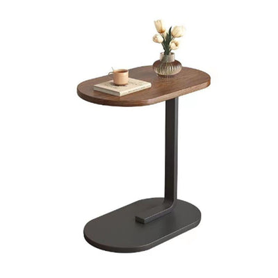 Sofa Side Table Modern Simple Portable for Living Room Bedroom Walnut Color Black Frame