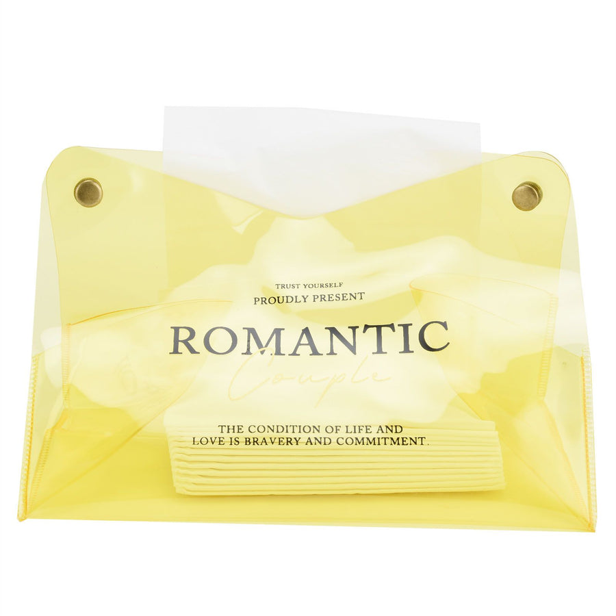 Tissue Container PVC Fashion Desktop Napkin Storage Case Box for Car Home Living RoomYellow