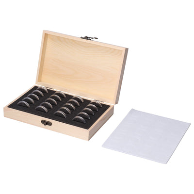 20 Grid Coin Collection Box Wooden Coin Protection Storage Box for Home Office Living Room