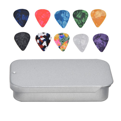 10Pcs Guitar Picks Boost Bass Portable Colorful Retro Cosmic Star Sky Pattern Guitar Pick for Bass Banjo Ukulele0.46mm Silver Box