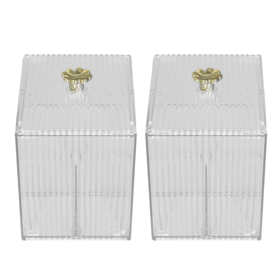 2Pcs Cotton Swab Holder Clear Durable Plastic Safe Widely Used Cotton Ball Organizer for Office Family Tabletop