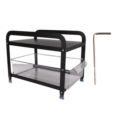 Cup Storage Organizer Shelf 2 Tier Pull Out Countertop Organizer Multifunctional Desktop Storage Rack for Home Office Black