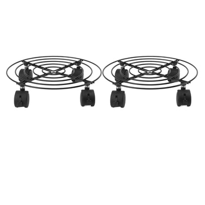 2 PCS Outdoor Plant Dolly with Lockable Wheels Iron and PVC High Load Bearing Rolling Plant Stand Base for Large Plants