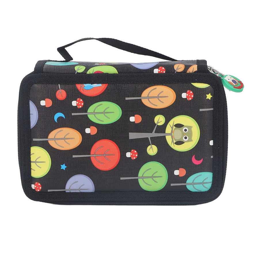 Colored Pencil Case Pencil Holder with Zipper Closure Large Capacity Pencil Case Foldable Colored Pencil Bag Cartoon Black 4 Layers 72 Holes
