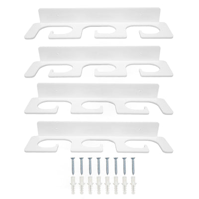 4Pcs Fishing Rod Holder Rugged Space Saving Stylish Holding 6 Rods Wall Mounted Fishing Pole Rack for Indoor Outdoor White