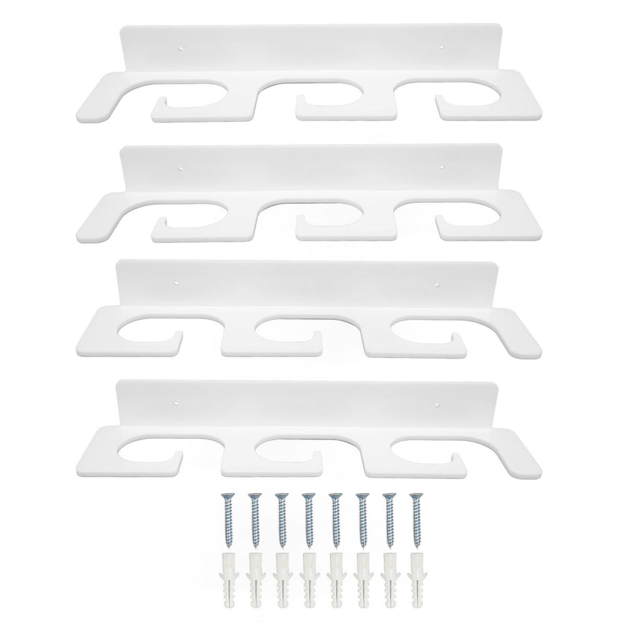 4Pcs Fishing Rod Holder Rugged Space Saving Stylish Holding 6 Rods Wall Mounted Fishing Pole Rack for Indoor Outdoor White
