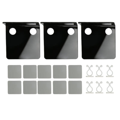 3 PCS Small Security Cameras Wall Shelf with 6 Cable Clips 10PCS Tapes Acrylic Waterproof Drill Free Adhesive Floating Shelf for Speakers Black