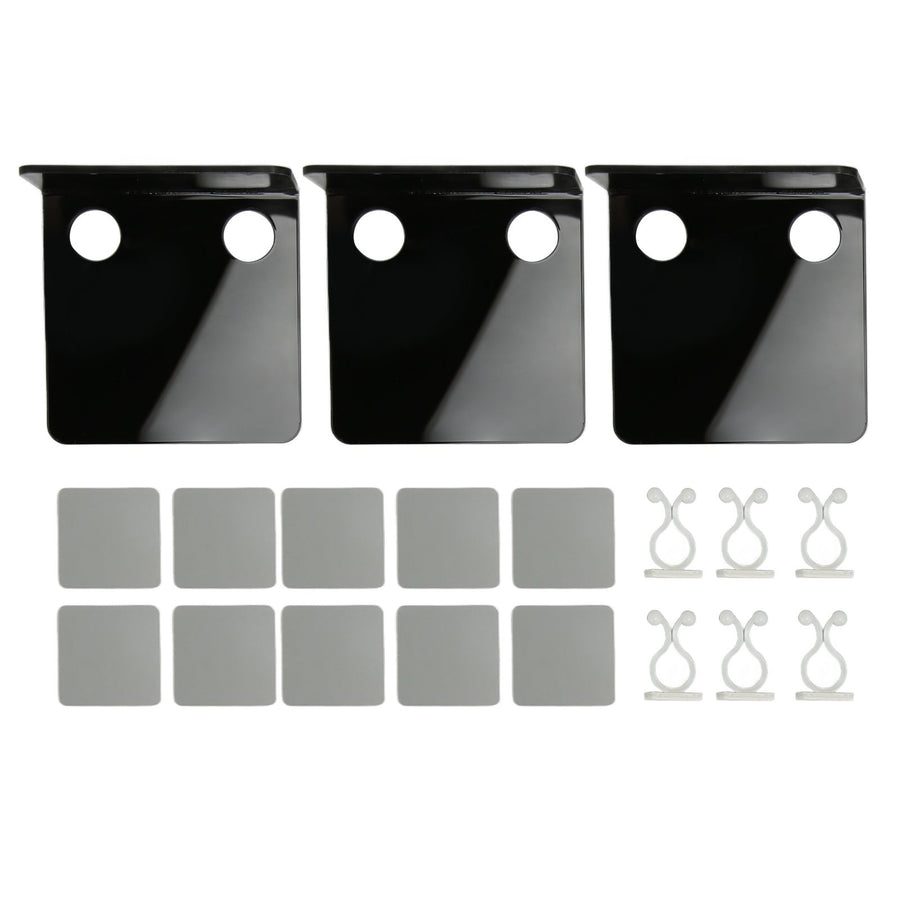 3 PCS Small Security Cameras Wall Shelf with 6 Cable Clips 10PCS Tapes Acrylic Waterproof Drill Free Adhesive Floating Shelf for Speakers Black