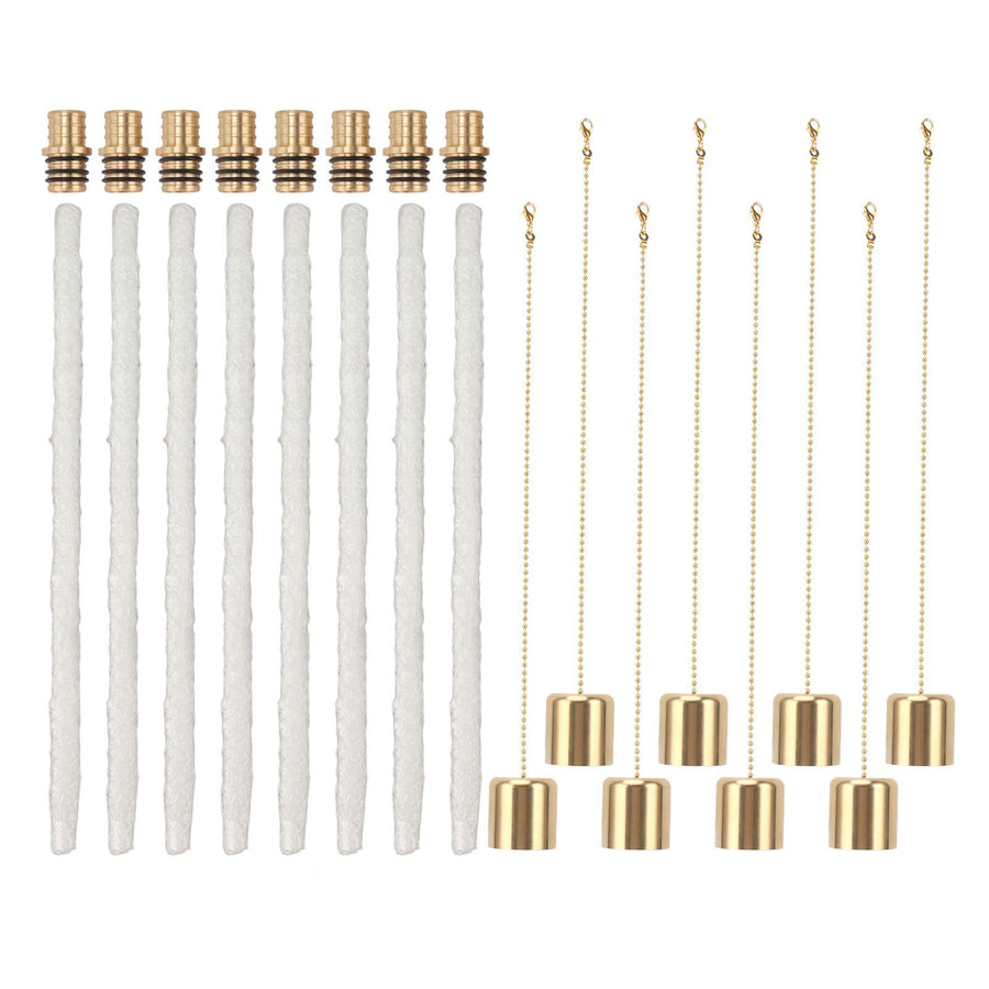8Pack Wine Bottle Torch Kit Long Life Torch Wicks Brass Torch Wick Holders Caps Wine Bottle Torch for Garden Patio