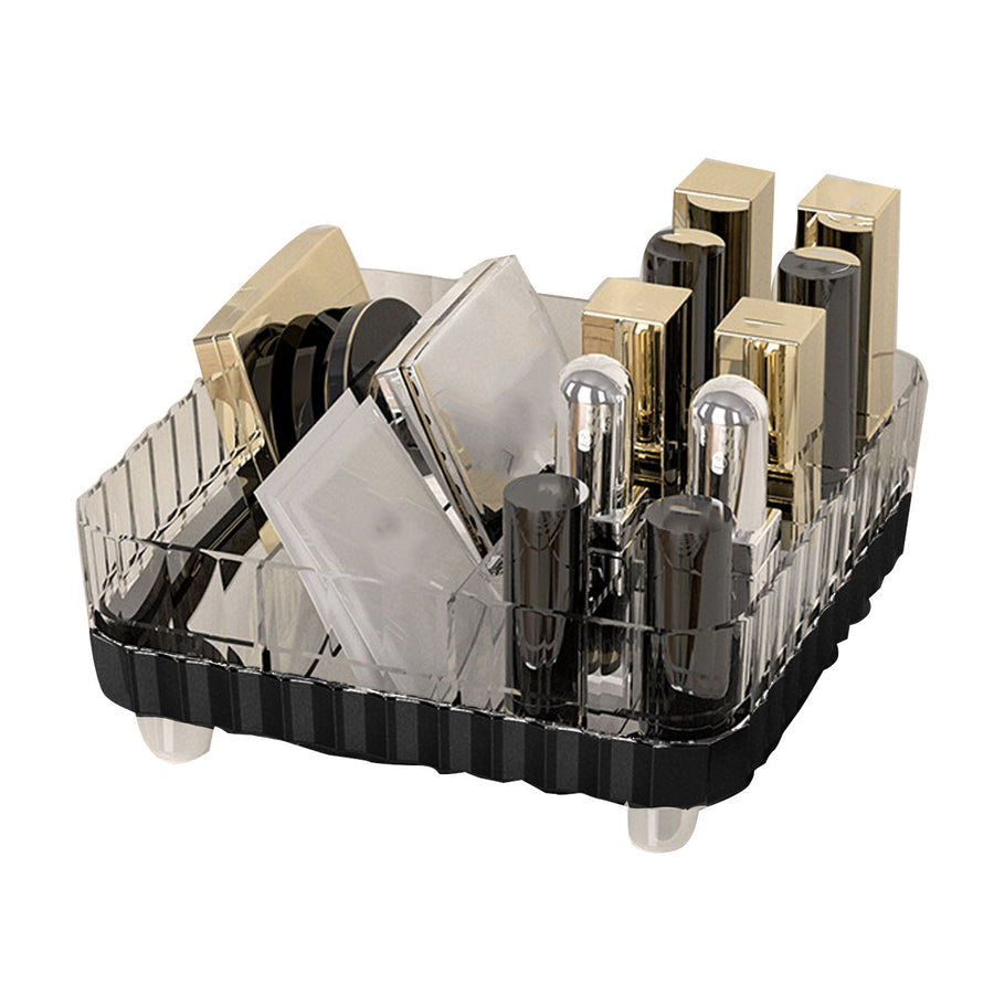 Makeup Organizer with Multiple Compartments Anti Slip Plastic Vanity Makeup Organizer for Cosmetics Lipsticks Jewelry Transparent Black