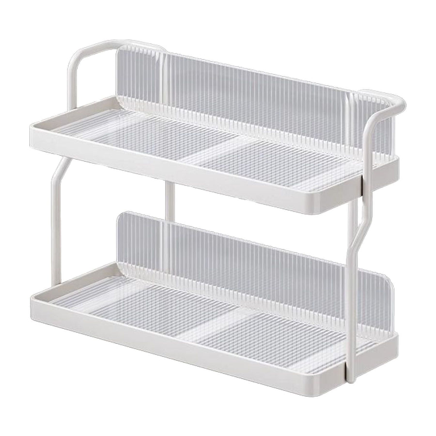 Countertop Shelf Organizer Carbon Steel 2 Tier Multifunctional Kitchen Spice Rack for Bedroom Bathroom Cupboard Under Sink Cream White