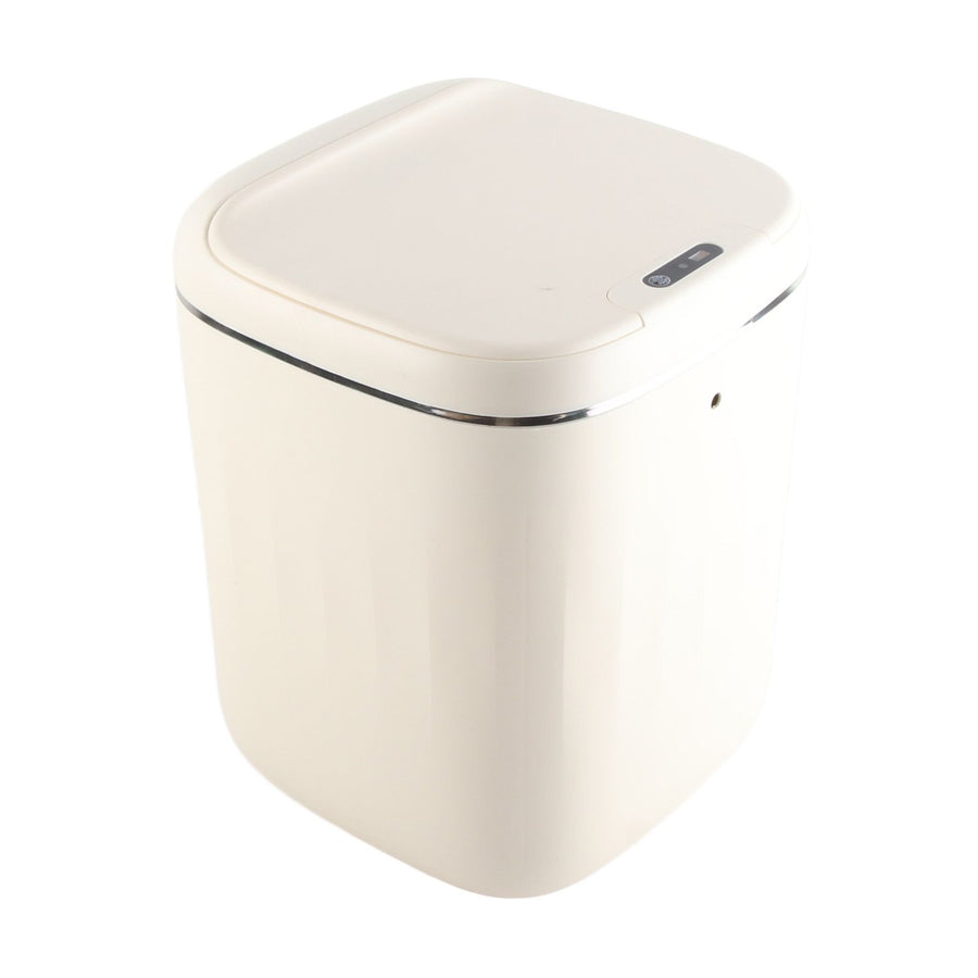 Automatic Trash Can 20L Touchless Sensor Easy Clean PP Waterproof Electric Garbage Bin for Kitchen Bathroom Cream White Battery Free