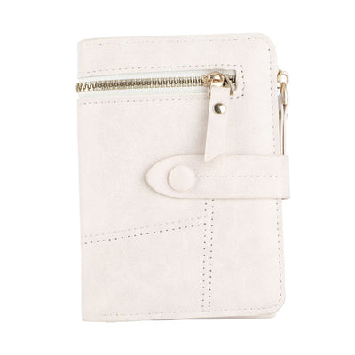 Women Wallet PU Leather Short Small Size Multiple Slots Card Holder Coin Purse for Daily Life White