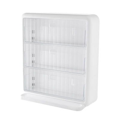 Wall Mounted Coffee Capsule Holder Clear Acrylic Compact Tea Bag Storage Rack for Office L Two Layer Without Grids + One Layer with Three Compartments