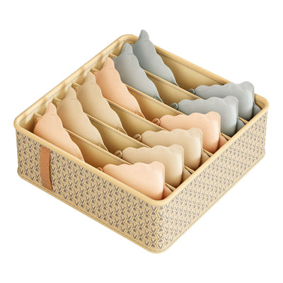 Closet Drawer Organizer Dividers Fabric Dresser Closet Organizers Storage Bins Space Saving Mess Free Beige Large 6 Grid 32x32x11cm