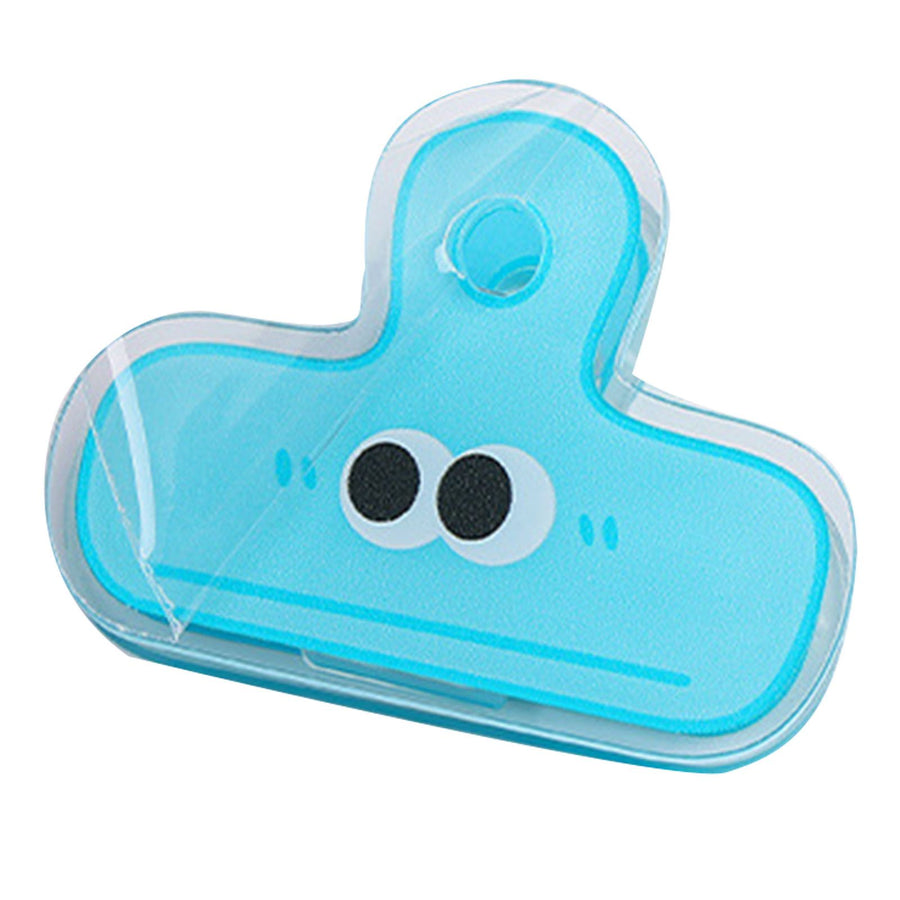 Stationery Clip Plastic Cute Cartoon Double Sided Multifunctional Long Tail Document Clamps For Office Supplies Binder Paper Blue Expression