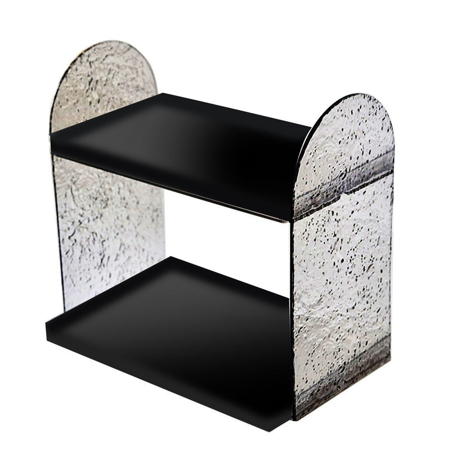 2 Tier Desk Organizer Double Layer Storage Rack Transparent Desktop Stand Holder for Stationery Cosmetic Glossy Black