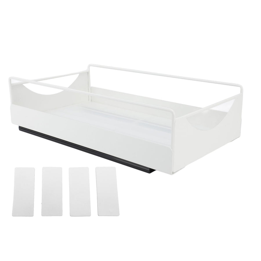 Pull Out Cabinet Organizer Carbon Steel Smooth Sliding Silent Slide Out Pantry Shelves for Bathroom Wardrobe White M 227x401x85mm