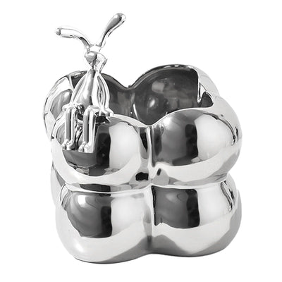 Storage Box Ceramic Modern Exquisite Rabbit Shape Decoration Multi Purpose Organizer Box for Cosmetics Keys Home Decor Silver