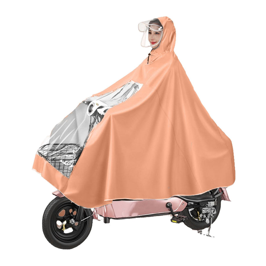 Electric Motorcycle Rain Cape Extended Full Body with Helmet Rainstorm Proof for Mobility Scooter Bicycle Cycling Orange XXXXL
