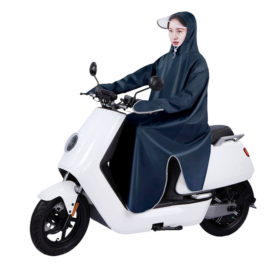 Electric Bike Raincoat Enlarged Protection Oxford Cloth Adults Sleeve Rain Poncho for Cycling Navy Blue 5XL