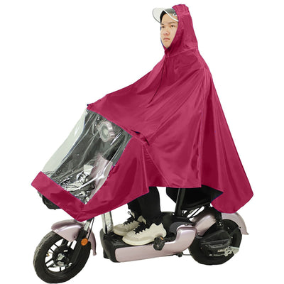 Motorcycle Rain Poncho Rainstorm Protection Unisex Single Oxford Cloth Motorcycle Adult Raincoat for Electric Bike Jujube Red