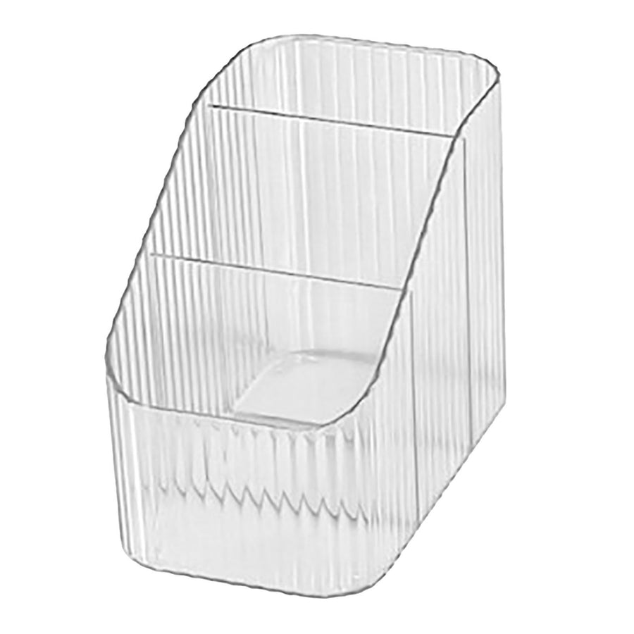 Pen Holder with 3 Compartments PP Transparent Makeup Brush Holder Desktop Stationery Organizer for Bedroom Dorm School Office