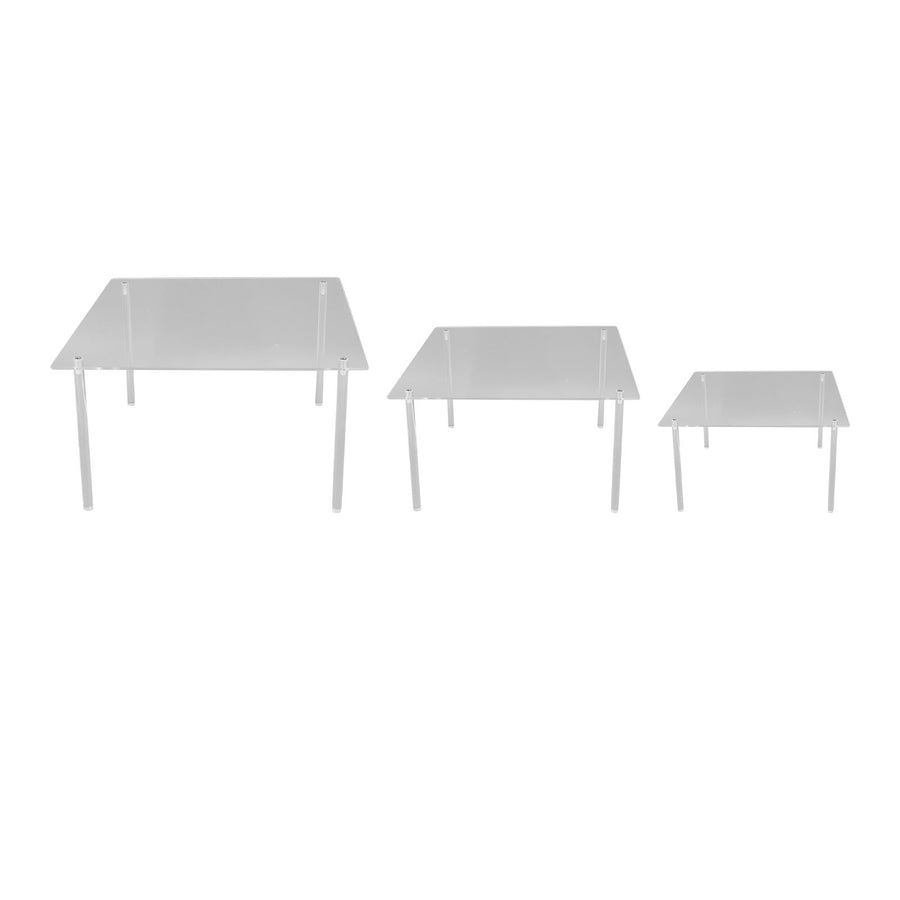 3 Set Square Clear Acrylic Cake Stand Acrylic Cupcake Stand for Cake Pizza Dessert Christmas Wedding Birthday Baby Shower Tea Party