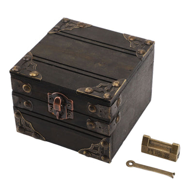 Large Jewelry Box Large Capacity Antique Durable Wood Dark Grey Vintage Jewelry Box with Metal Lock for Jewelry Trinkets