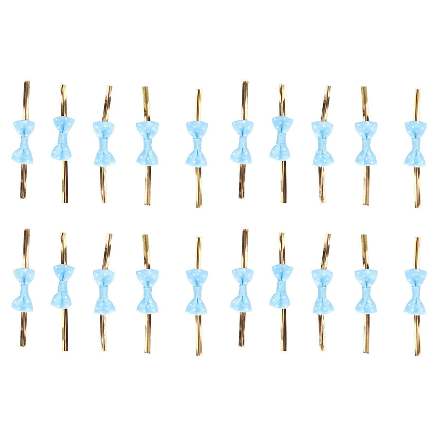 20pcs Bow Knot Twist Ties Biscuits Cookies DIY Baking Bag Ties for Gift Wrapping Weddings PartiesBlue