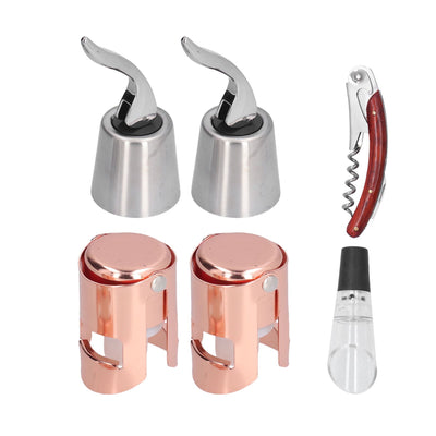 6pcs Wine Tool Kit Champagne Stopper Wine Preservation Cork Wine Bottle Opener for Home Kitchen