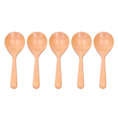 5pcs Wood Spoons Long Handle Wooden Ladle for Mixing Stirring Cooking Utensil ToolLog Color