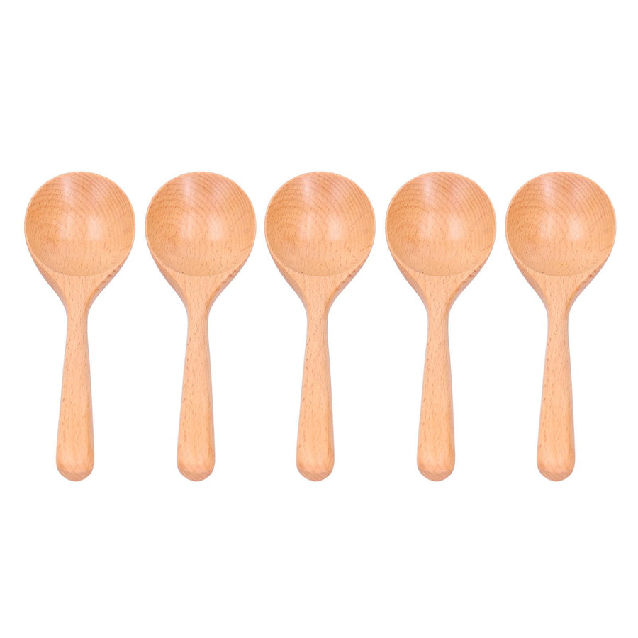 5pcs Wood Spoons Long Handle Wooden Ladle for Mixing Stirring Cooking Utensil ToolLog Color
